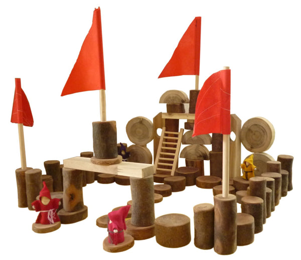 Tree Castle Building Set - Natural Wooden Blocks 75pc
