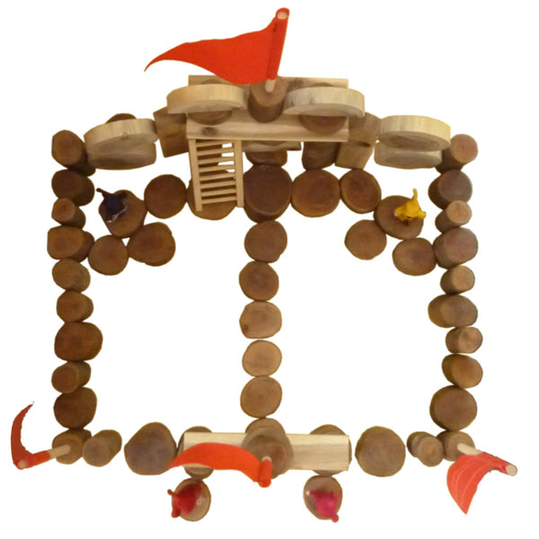 Tree Castle Building Set - Natural Wooden Blocks 75pc