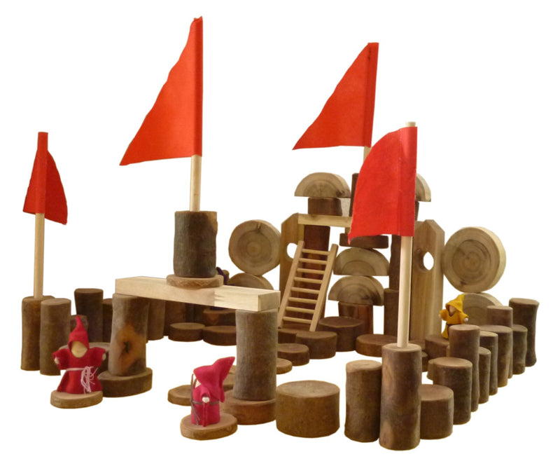 Tree Castle Building Set - Natural Wooden Blocks 75pc