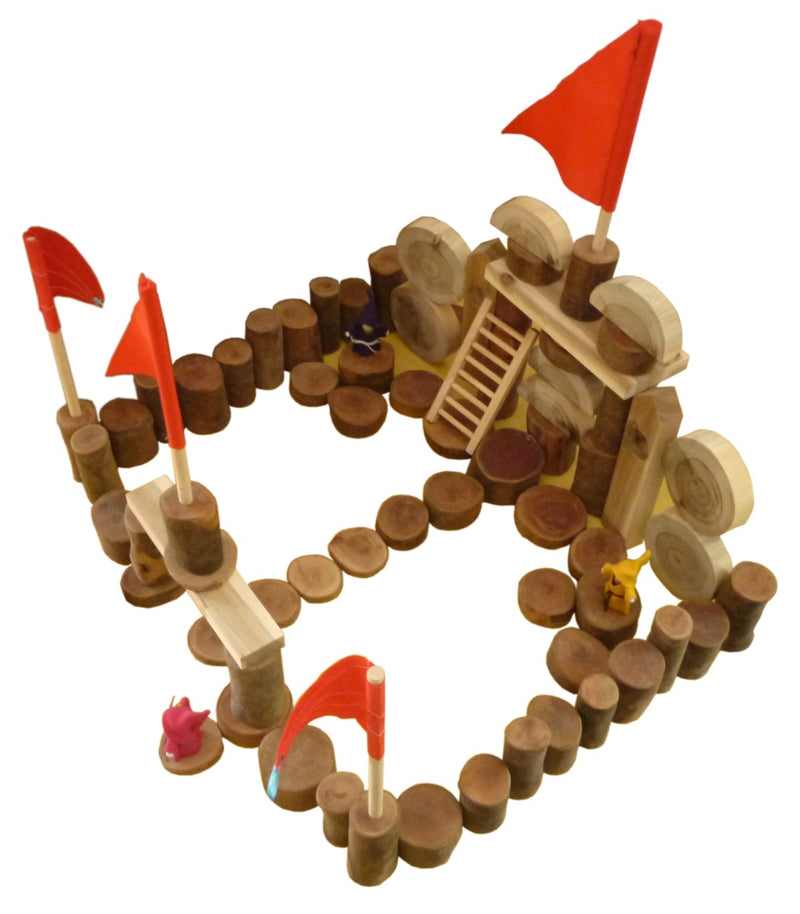 Tree Castle Building Set - Natural Wooden Blocks 75pc