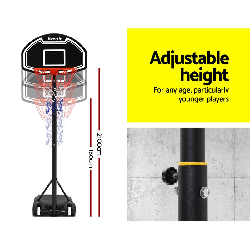 2.1M Basketball Hoop Stand System - Black Backboard