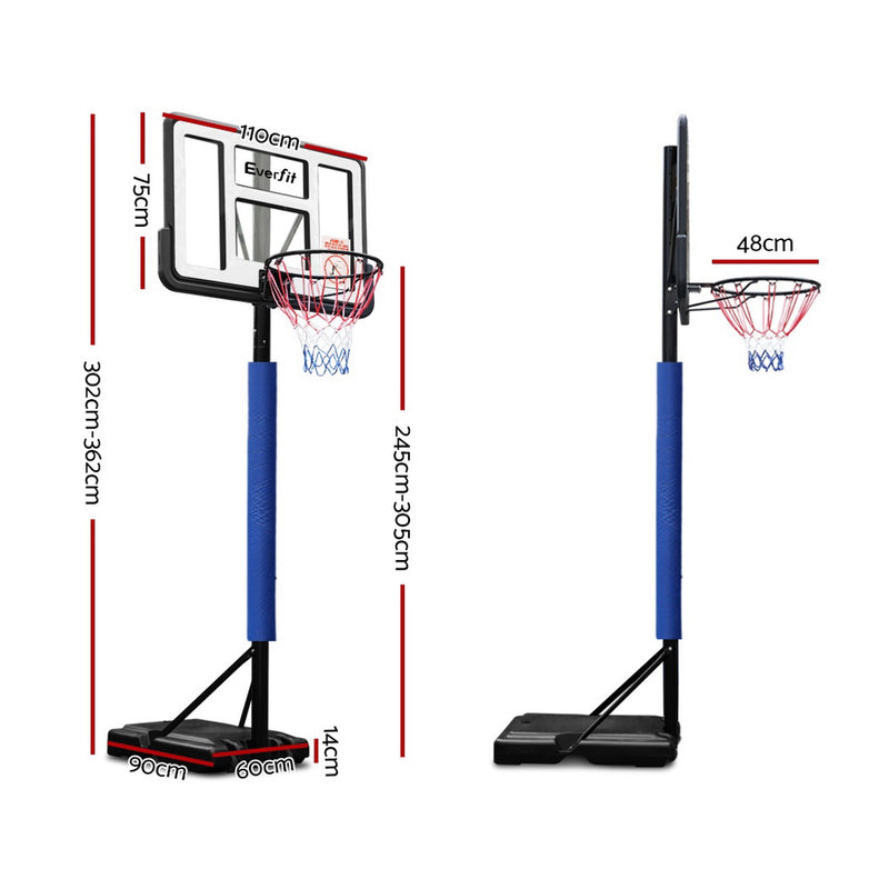 3.05M Basketball Hoop Stand System with Adjustable Height - Blue