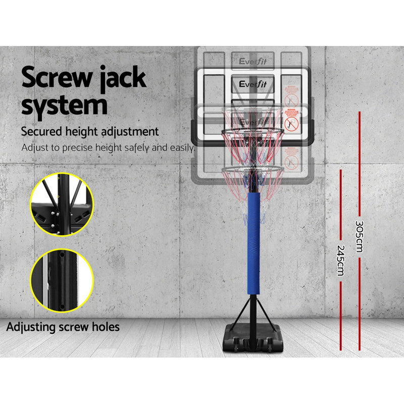 3.05M Basketball Hoop Stand System with Adjustable Height - Blue