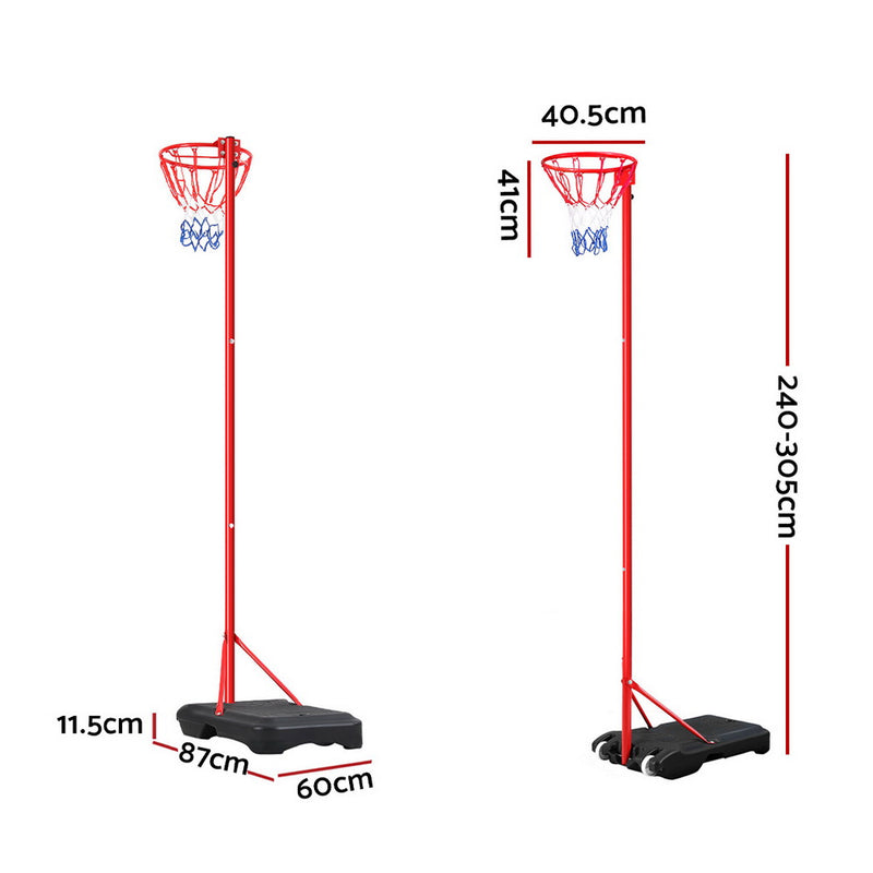 Height-Adjustable Netball Hoop Stand System with Net
