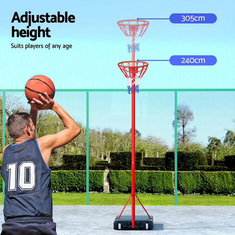 Height-Adjustable Netball Hoop Stand System with Net