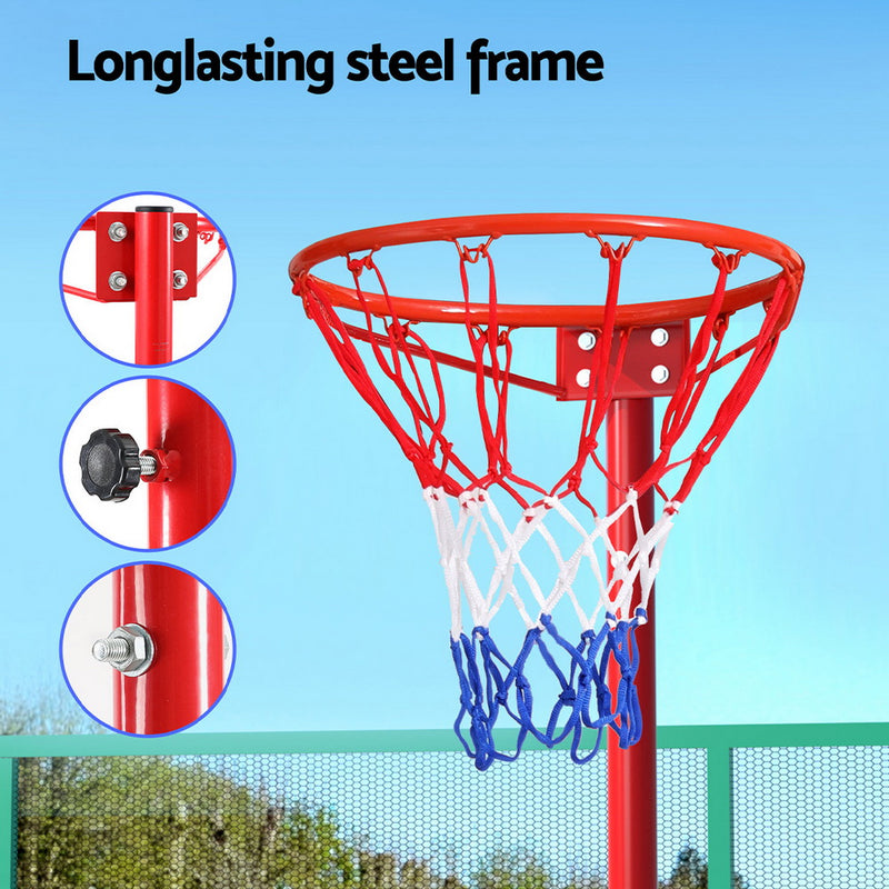 Height-Adjustable Netball Hoop Stand System with Net
