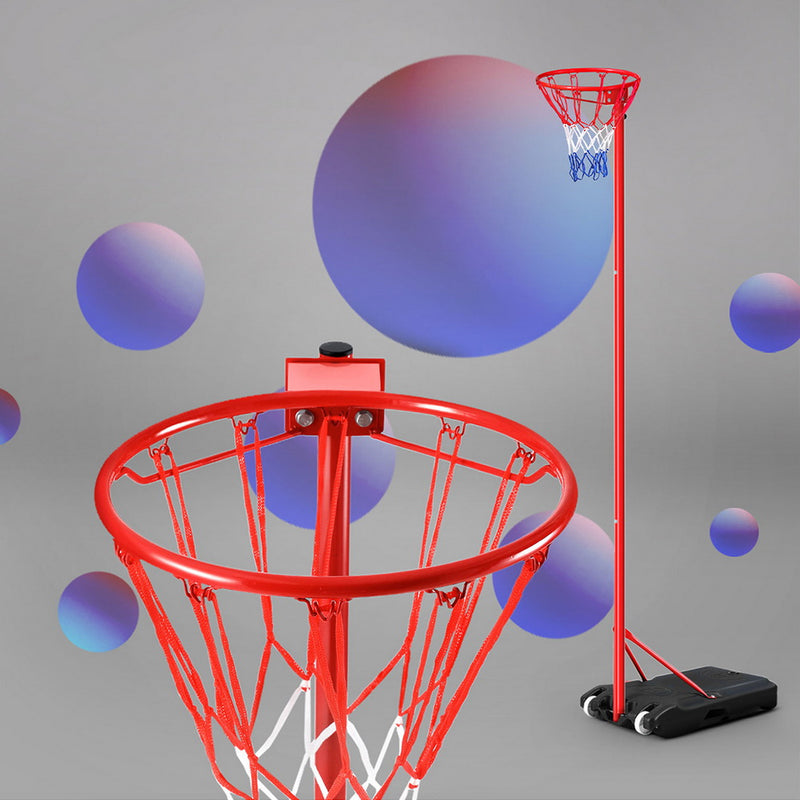 Height-Adjustable Netball Hoop Stand System with Net
