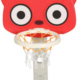 Kids 5-in-1 Adjustable Basketball Hoop with Soccer Goal, Ring Toss, Golf Game & Music Box - Red