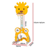 Kids 5-in-1 Adjustable Basketball Hoop with Soccer Goal, Ring Toss, Golf Game & Music Box - Yellow