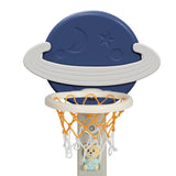 Kids 5-in-1 Adjustable Basketball Hoop with Soccer Goal, Ring Toss, Golf Game & Music Box - Blue