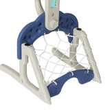 Kids 5-in-1 Adjustable Basketball Hoop with Soccer Goal, Ring Toss, Golf Game & Music Box - Blue