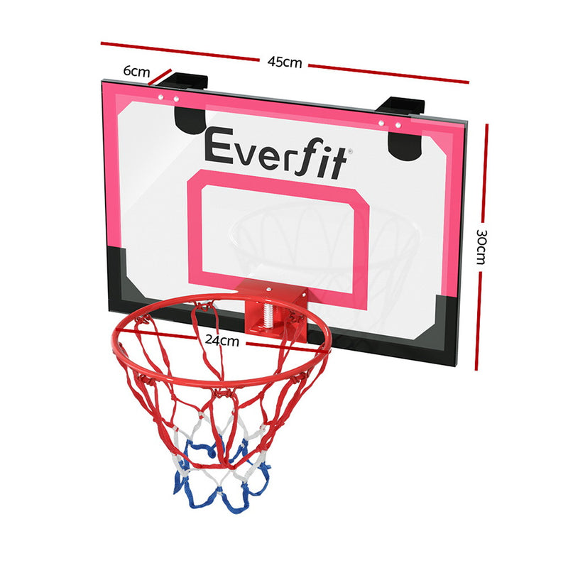 Mini Basketball Hoop & Backboard - Door/Wall Mounted - Red