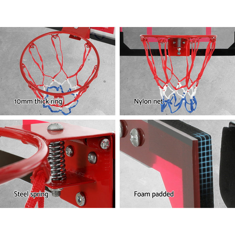 Mini Basketball Hoop & Backboard - Door/Wall Mounted - Red