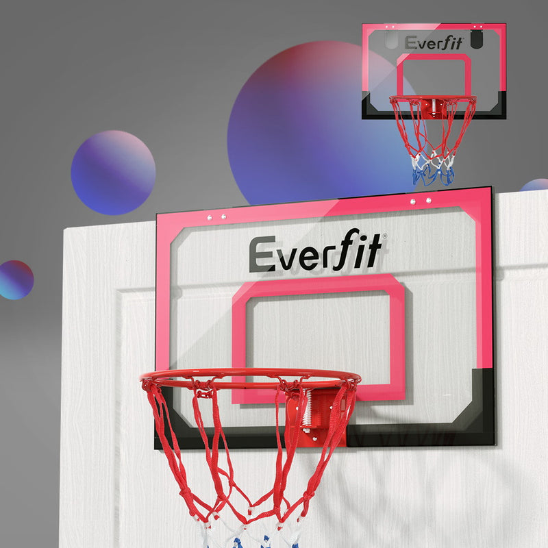 Mini Basketball Hoop & Backboard - Door/Wall Mounted - Red