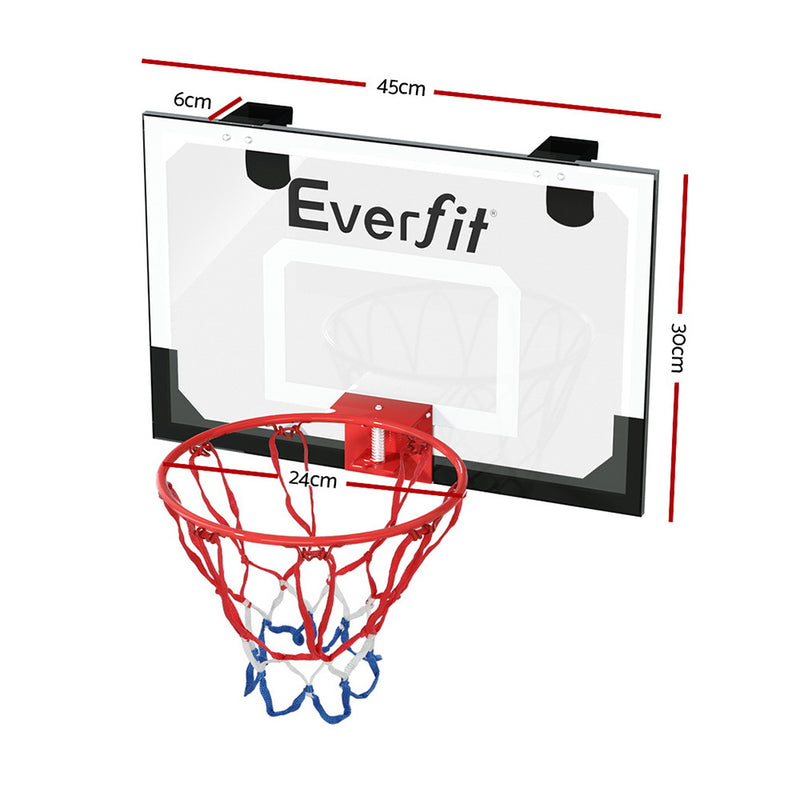 Mini Basketball Hoop &amp; Backboard - Door/Wall Mounted - Black