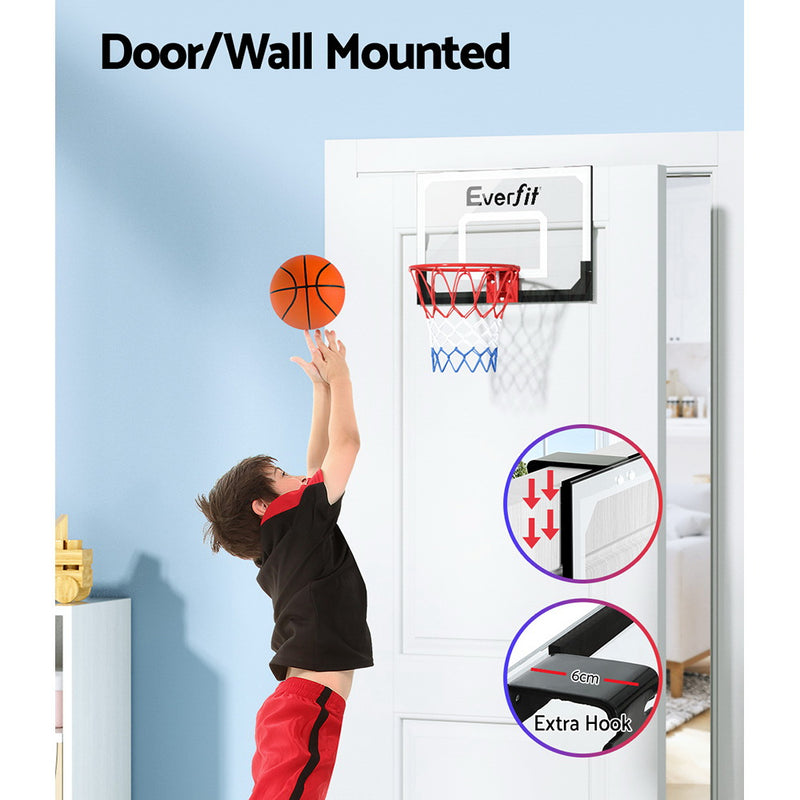 Mini Basketball Hoop &amp; Backboard - Door/Wall Mounted - Black