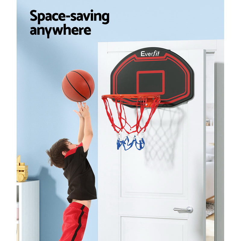 Wall-Mounted Basketball Hoop System with 38" Backboard and Net - Black