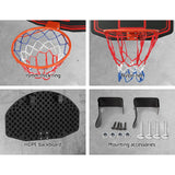 Wall-Mounted Basketball Hoop System with 38" Backboard and Net - Black