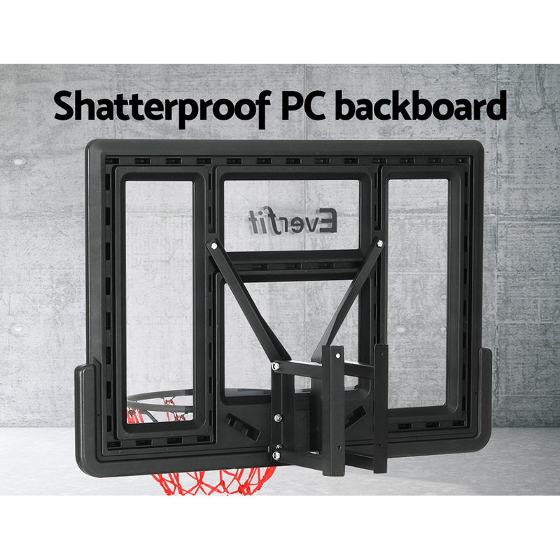 Wall-Mounted Basketball Hoop System with 45" Clear Backboard and Net