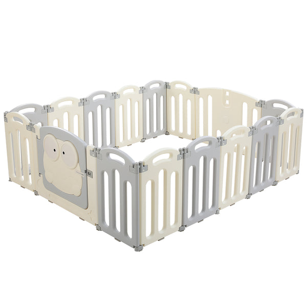 Kids Playpen and Ball Pit - 16 Panel Foldable & Modular with Frog Gate