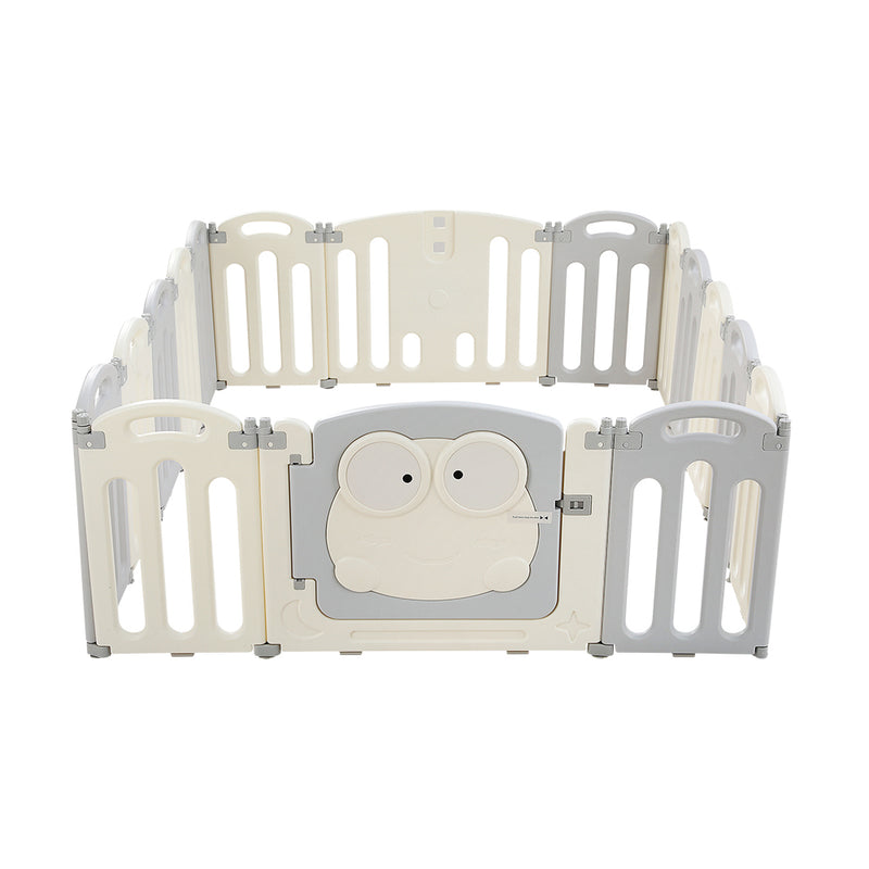 Kids Playpen and Ball Pit - 16 Panel Foldable & Modular with Frog Gate
