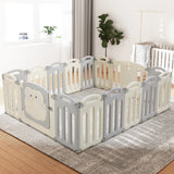 Kids Playpen and Ball Pit - 16 Panel Foldable & Modular with Frog Gate