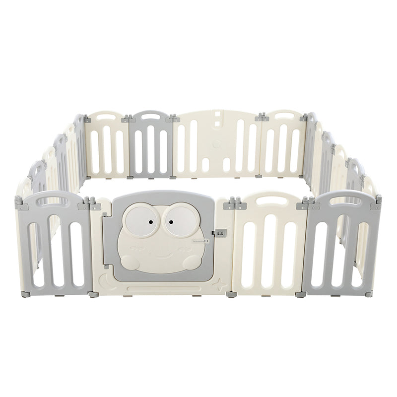 Kids Playpen and Ball Pit - 20 Panel Foldable & Modular with Frog Gate