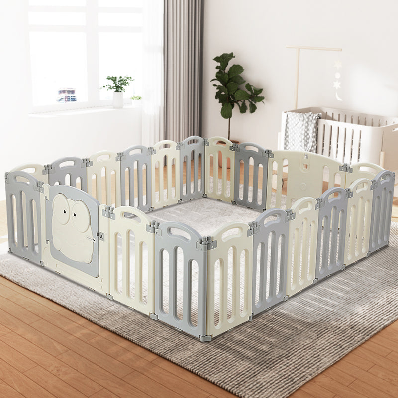 Kids Playpen and Ball Pit - 20 Panel Foldable & Modular with Frog Gate