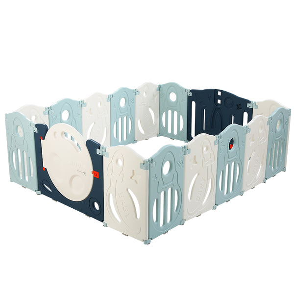 Kids Rocket Ship Playpen and Ball Pit - 16 Panel Foldable Modular with Gate
