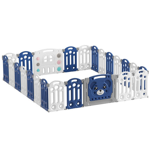 Kids Playpen and Ball Pit - 24 Panel Foldable & Modular with Bear Gate