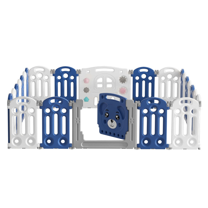 Kids Playpen and Ball Pit - 24 Panel Foldable & Modular with Bear Gate