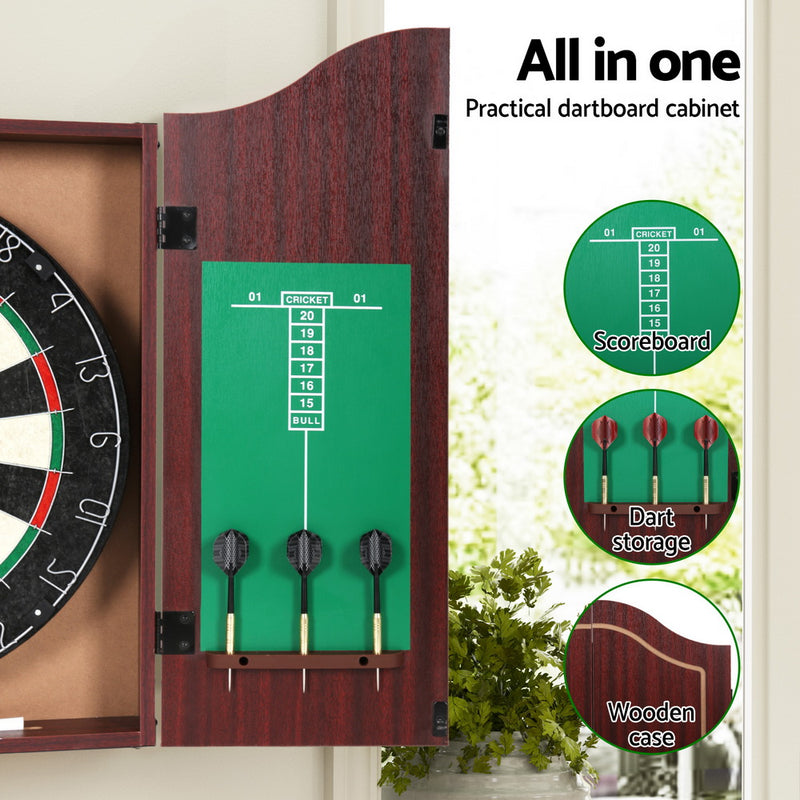 Classic Competition Dartboard with Steel Darts and Wooden Cabinet (18 Inch / 45.7cm)