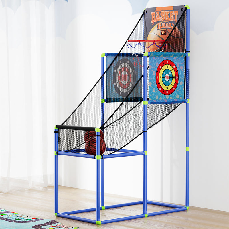 Single Player Basketball Stand-up Arcade 3-in-1 Game with Electronic Scoreboard