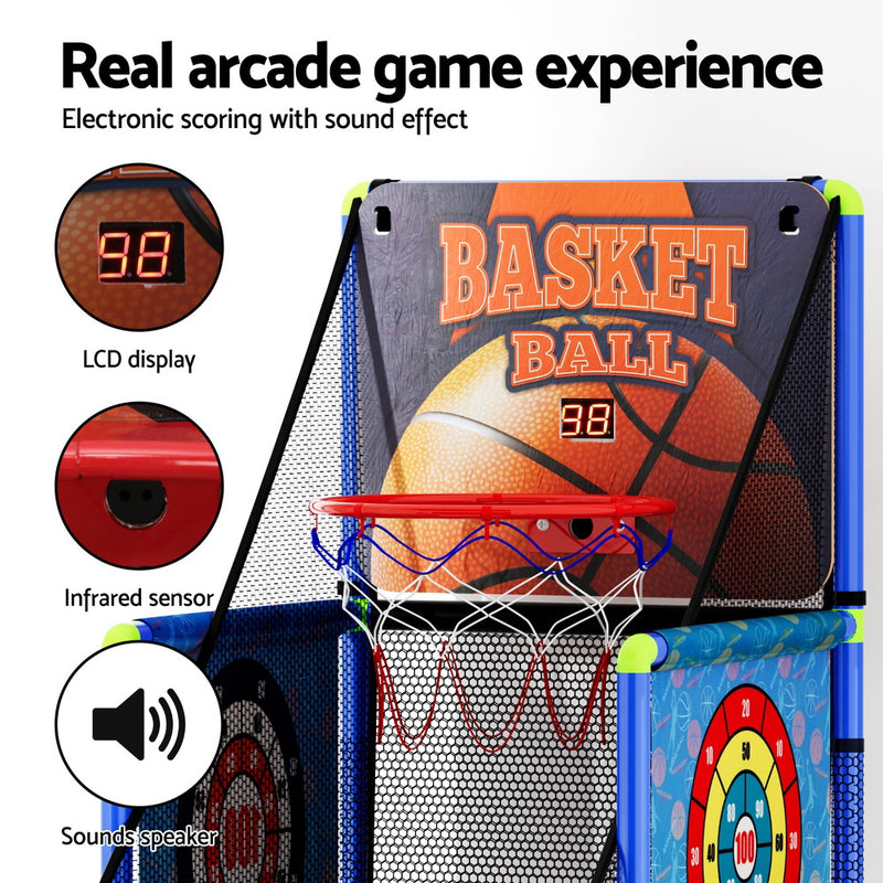 Single Player Basketball Stand-up Arcade 3-in-1 Game with Electronic Scoreboard
