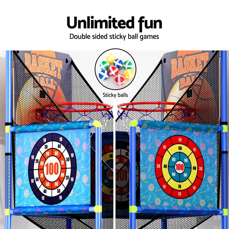 Single Player Basketball Stand-up Arcade 3-in-1 Game with Electronic Scoreboard