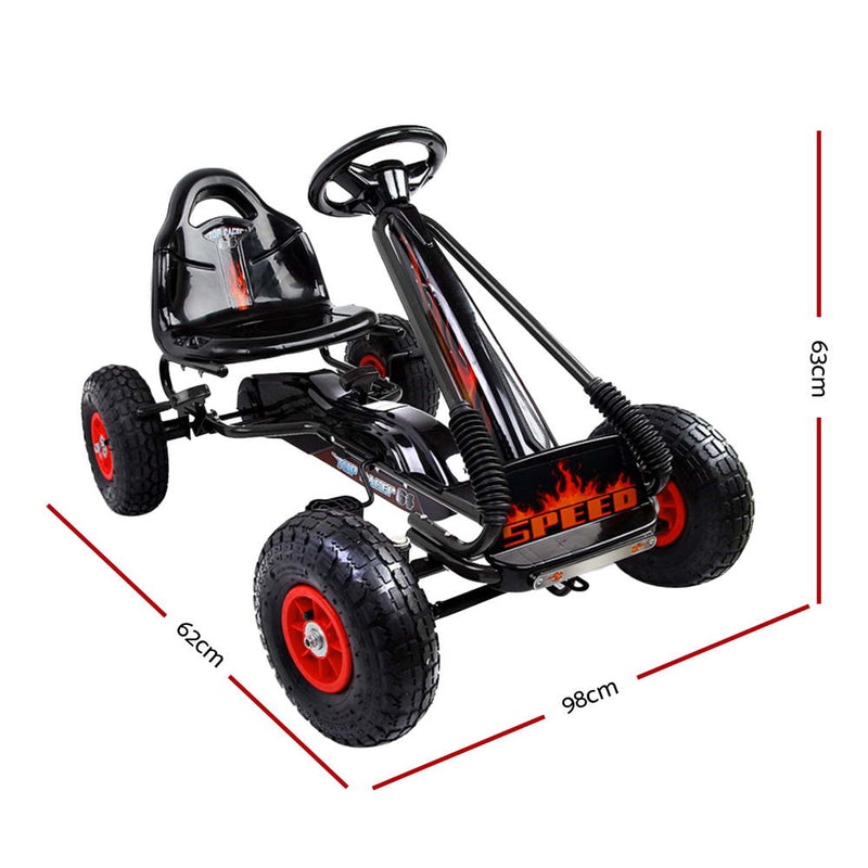 Kids Racing Style Pedal Go Kart / Billy Kart with Rubber Pneumatic Tyres (black)