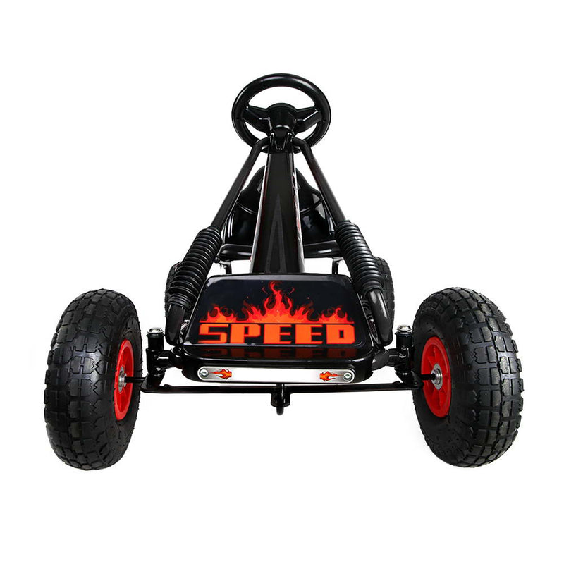 Kids Racing Style Pedal Go Kart / Billy Kart with Rubber Pneumatic Tyres (black)