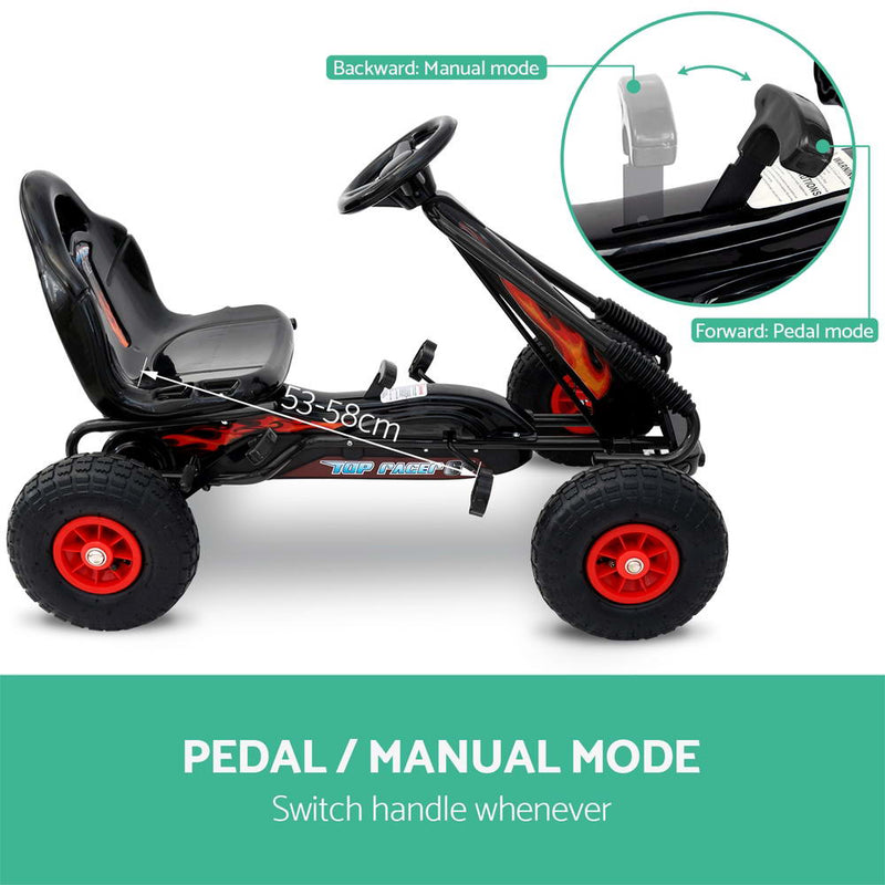 Kids Racing Style Pedal Go Kart / Billy Kart with Rubber Pneumatic Tyres (black)