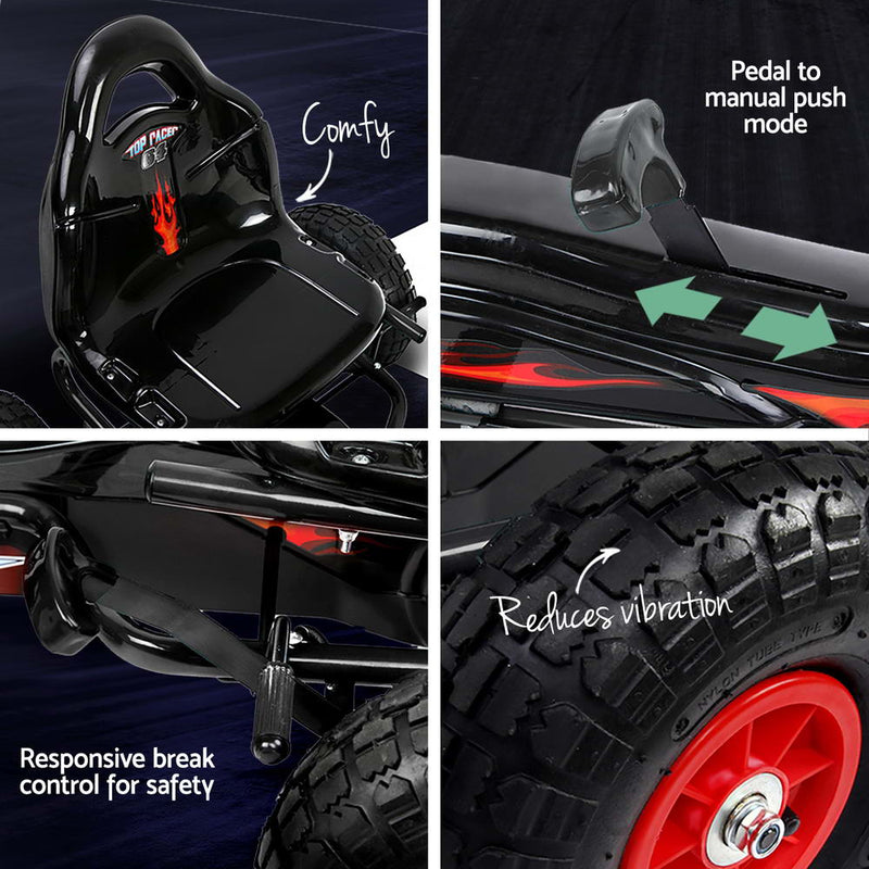 Kids Racing Style Pedal Go Kart / Billy Kart with Rubber Pneumatic Tyres (black)