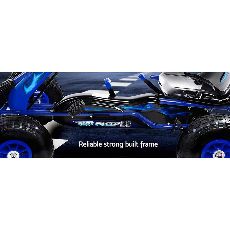 Kids Racing Style Pedal Go Kart / Billy Kart with Rubber Pneumatic Tyres (blue)