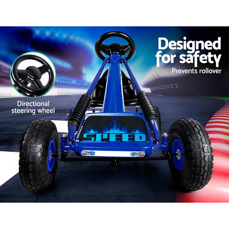 Kids Racing Style Pedal Go Kart / Billy Kart with Rubber Pneumatic Tyres (blue)