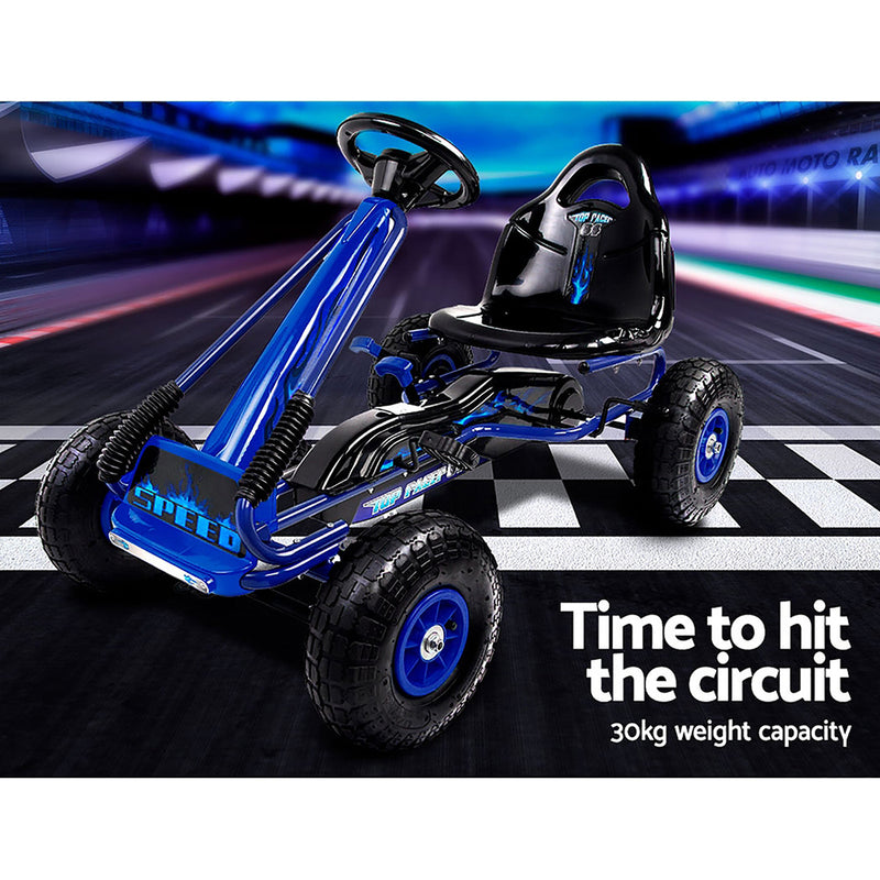 Kids Racing Style Pedal Go Kart / Billy Kart with Rubber Pneumatic Tyres (blue)