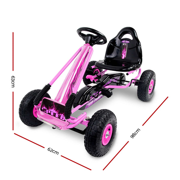 Kids Racing Style Pedal Go Kart / Billy Kart with Rubber Pneumatic Tyres (pink)
