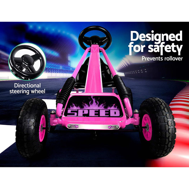 Kids Racing Style Pedal Go Kart / Billy Kart with Rubber Pneumatic Tyres (pink)