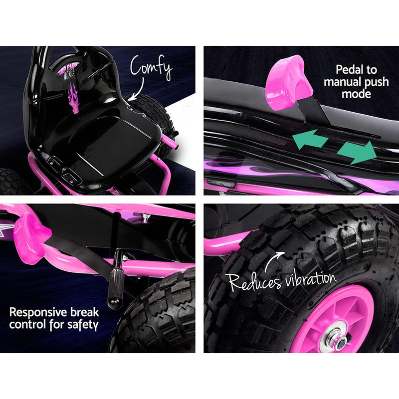 Kids Racing Style Pedal Go Kart / Billy Kart with Rubber Pneumatic Tyres (pink)