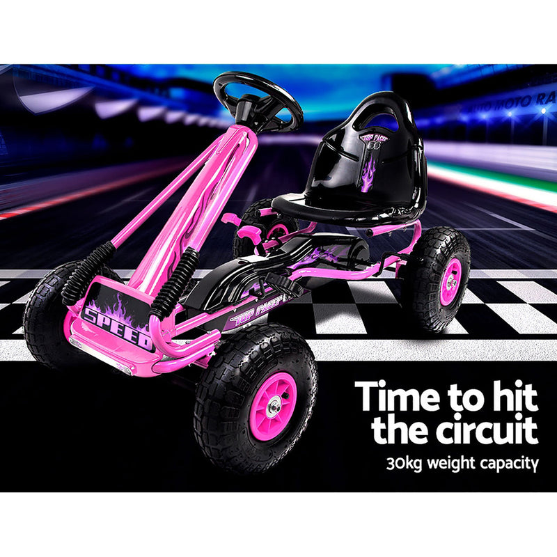Kids Racing Style Pedal Go Kart / Billy Kart with Rubber Pneumatic Tyres (pink)
