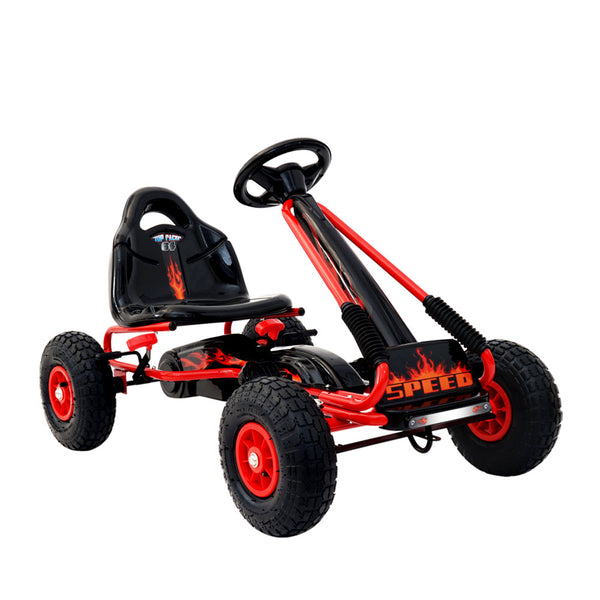 Kids Racing Style Pedal Go Kart / Billy Kart with Rubber Pneumatic Tyres (red)