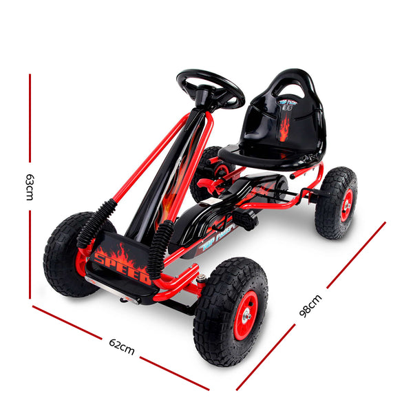 Kids Racing Style Pedal Go Kart / Billy Kart with Rubber Pneumatic Tyres (red)