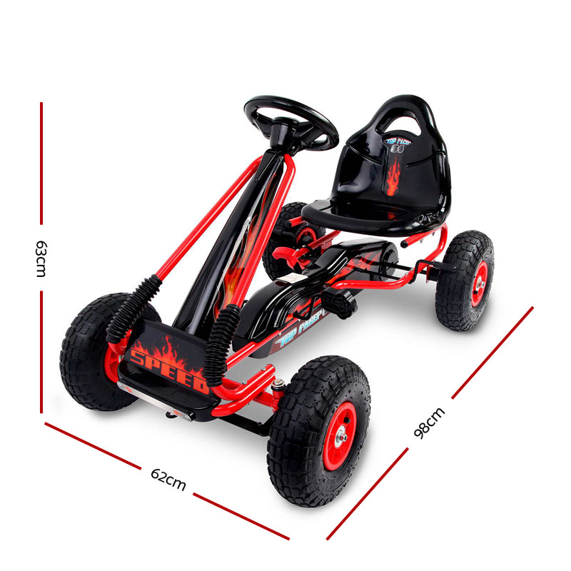 Kids Racing Style Pedal Go Kart / Billy Kart with Rubber Pneumatic Tyres (red)