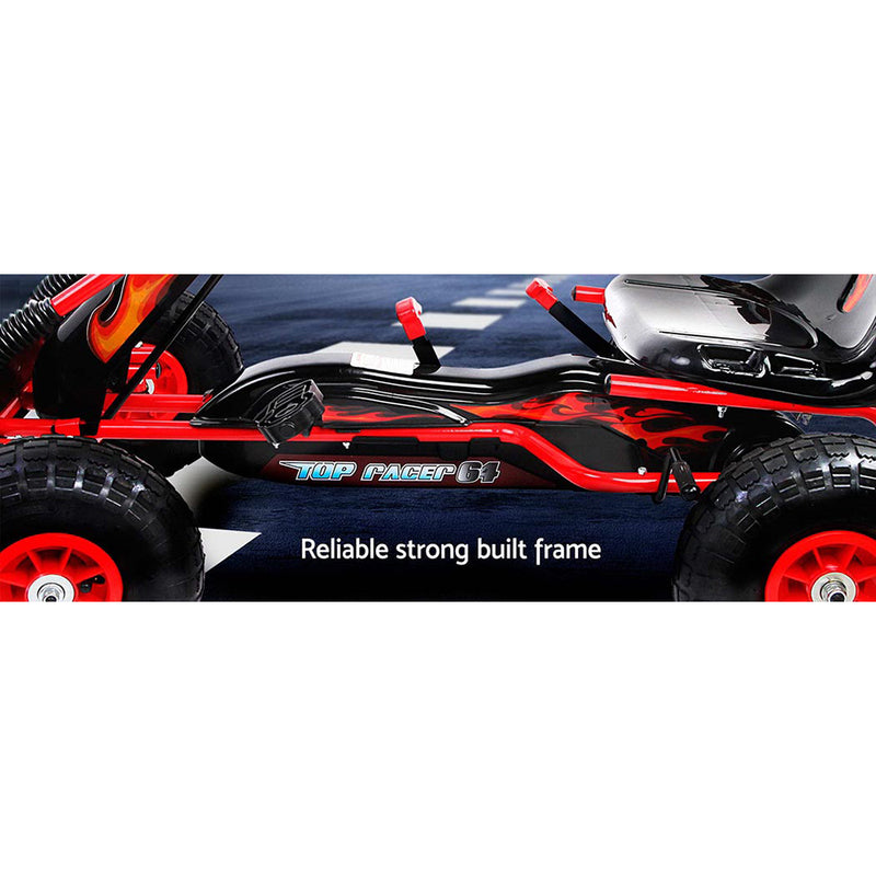 Kids Racing Style Pedal Go Kart / Billy Kart with Rubber Pneumatic Tyres (red)